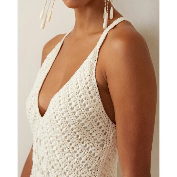 Ralph Lauren Collection Hand Crochet Sleeveless V-Neck Sweater Dress Silk Knit S - Picture 5 of 15